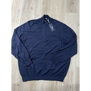 Vineyard Vines Mens 2XL Thaxter Cashmere Blend 1/4 Zip Deep Bay Navy